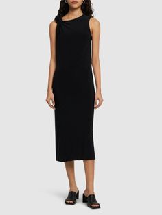 Nuble sleeveless jersey midi dress - Sportmax - Women | Luisaviaroma Chic Sleeveless Midi Dress In Elastane, Chic Midi-length Sleeveless Elastane Dress, Sleeveless Black Elastane Midi Dress, Black Sleeveless Elastane Midi Dress, Bodycon Sleeveless Midi Dress In Elastane, Bodycon Sleeveless Midi Dress, Sleeveless Bodycon Midi Dress In Elastane, Sleeveless Bodycon Midi Dress, Sleeveless Midi Dress With Side Slits