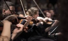 a group of people playing musical instruments in an orchestra