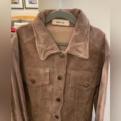 Nwt Jakketetc. Winnie Jacket In Taupe Brand New With Tag, Never Worn See Pictures For Condition-See Pic Of Collar Of Jacket- Little Bent So I Just Dropped The Price. Read Description In Pic 4. Color: Taupe (Sand / Tan Brown Color) Size: Extra Small Final Sale Khaki Leather Jacket With Pockets For Fall, Long Sleeve Leather Jacket With Flap Pockets For Fall, Brown Winter Utility Jacket With Snap Buttons, Winter Brown Utility Jacket With Snap Buttons, Brown Long Sleeve Utility Jacket With Snap Buttons, Taupe Outerwear With Button Closure For Fall, Classic Brown Cropped Jacket For Fall, Taupe Outerwear For Fall, Brown Long Sleeve Cropped Jacket With Pockets