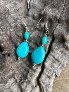 Ethnic earrings - turquoise, blue, Nepal Tibet, Kochi, Afghan