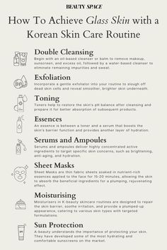 Achieve glass skin with this step-by-step Korean skincare routine designed for smooth, radiant results. Learn how to layer your favorite Korean skincare products and follow key steps for a clear, poreless, light-reflecting complexion that radiates health and hydration. Perfect for anyone looking to embrace this global skincare trend. Korean Glass Skin Routine, Korean Skincare Products, Daily Sunscreen, Oil Based Cleanser, Korean Skin Care, Korean Skin, Healthy Glowing Skin