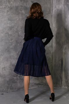 Dark blue lace skirts with side pockets ➤ Features > Skirt length - 66cm (25,98'') - 72cm (28,34'') > Skirt with lining > Knee length ➤ Sizing My Size Guide in FAQ section below will help you define the perfect size match. The item can also be made according to your measurements - just message them to me. ➤ Delivery Your item is made-to-order and will be ready within 2-7 days. Average delivery times: > North America: up to 1-2 weeks > New Zealand, Australia: up to 2-3 weeks > E Blue Gathered Mini Skirt, Blue Mini Skirt With Gathered Detail, Blue Midi Pleated Skirt For Party, Navy Pleated Mini Skirt, Blue Pleated Party Skirt With Relaxed Fit, Chic Blue Knee-length Pleated Skirt, Blue Relaxed Pleated Skirt For Party, Blue Flared Pleated Party Skirt, Blue Flared Pleated Skirt For Party