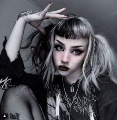 Undercut Ponytail, Black And Grey Hair, Alt Hair, Gothic Hair, Gothic Hairstyles, Goth Hair, Alt Makeup, Emo Makeup, Alternative Makeup