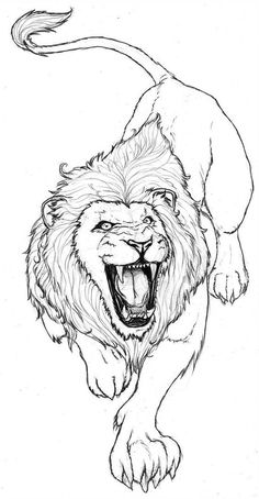 a drawing of a lion with its mouth open and it's teeth wide open