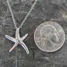 A very beautiful and simple starfish necklace.  The pendant is solid sterling silver and the chain it comes with is stainless steel. Benedict Medal, Hanging Necklaces, Key West Fl, Saint Benedict, Starfish Necklace, Silver Bead Necklace, Necklace Unique, Flower Pendant Necklace, Beads Necklace