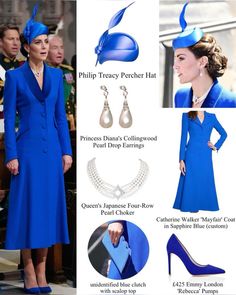 the royal family's blue outfits and accessories are featured in this ad for princess elizabeth