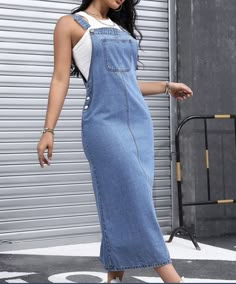 Women Dungarees Outfits, Smart Casual Women Outfits, Neat Casual Outfits, Smart Casual Women, Kids Dress Wear, Denim Maxi Dress, Modest Dresses Casual, Cute Dress Outfits, Trendy Dress Outfits