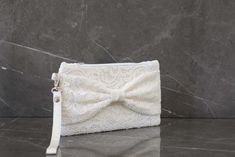 Big sale -bridesmaid clutch , ivory  bow wristelt  lace clutch,bridesmaid gift ,wedding gift ,make u Handmade White Clutch For Gift, White Clutch With Zipper Closure For Gift, Elegant White Handmade Clutch, Elegant White Clutch With Zipper Closure, Vintage White Clutch For Party, Bow Clutch, Bridesmaid Clutches, Wedding Clutch, Bridal Clutch