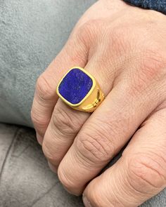 Double Headed Eagle Lapis Lazuli Men Ring, Pinky Signet Blue Ring, Square Cut, Genuine Gemstone, Stylish Gold Silver Ring, Handmade Jewelry ◎ Details ◎ ○ Material 14K Solid Gold or 925 Sterling Silver Weight of Ring : approx 19.50 gr Height of Ring : approx 5.30 mm ○ Upgrade to Solid 18K Gold, please click the link below: https://www.etsy.com/listing/962826004 ○ Gemstone Natural Lapis Lazuli Gemstone approx. 15 mm x 15 mm 4.50 ct Made to Order HANDMADE ITEM ○ For Men Collection : https://etsy.me Classic Rings With Natural Stones, Classic Blue Lapis Lazuli Rings, Luxury Natural Stones Ring Jewelry, Luxury Natural Stone Ring Jewelry, Luxury Jewelry Ring With Natural Stones, Luxury Rings With Natural Stones For Gift, Blue Lapis Lazuli Rings Fine Jewelry, Blue Lapis Lazuli Fine Jewelry Rings, Fine Jewelry Blue Lapis Lazuli Ring