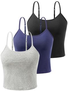 PRICES MAY VARY. ❤MATERIAL:The womens short camisole is made of high-quality cotton and spandex blended fabric,consisting of 95% cotton and 5% spandex.This blended fabric is soft,comfortable,breathable,and durable,able to maintain its shape and structure well. ❤DESIGNED:Our women crop top design with adjustable spaghetti strap and built in bra , so you don't need to wear extra bra.The womens crop top short design can showcase the waistline of women,while having appropriate width and length to ac Pre College, Crop Top Design, College Shopping, Womens Crop Top, Basic Clothes, Teen Swag, Women Crop Top, Cute Tops For Women, Teen Swag Outfits