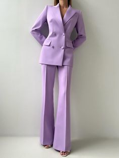 Urban High Waist Plain Fashion Pants Purple Womens Outfits, Lilac Suits Women, Womens Suit Fashion, Cold Weather Wedding Outfit Guest Classy, Suit Ideas Women, Fashion Suits Women, Business Women Suits, Cute Business Outfits, Business Woman Suit