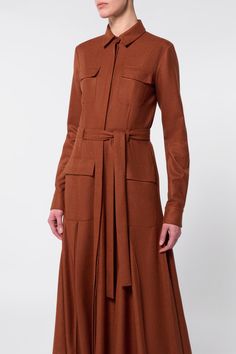 Roe Shirtdress in Rust Melange Virgin Wool Cashmere Flannel – Gabriela Hearst Winter Handbags, Snake Skin Handbag, Utilitarian Style, Fall Handbags, Cape Sweater, Gabriela Hearst, Sandal Platform, Capsule Outfits, Platform Loafers