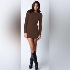 Stillwater Wide Rib Long Sleeve Mini Dressnwtsize Medium In Color Chocolate This Long Sleeve Mini Dress Features A Crew Neck In Form Fitting 4x2 Wide Ribdouble Lined For Maximum Support Shorts Boots, Western Parties, Western Party, Color Chocolate, Still Water, Long Sleeve Mini, Long Sleeve Mini Dress, Mini Dress, Crew Neck