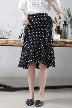 High Waist Irregular Polka Dot Ruffle Skirts – Nada Outfit Land Casual Polka Dot Ruffled Skirt, Casual Ruffled Polka Dot Skirt, Summer Polka Dot Skirted Bottoms, Knee-length Polka Dot Flowy Skirt, Polka Dot Knee-length Flowy Skirt, Polka Dot Skirted Bottoms For Spring, Polka Dot Skirted Bottoms For Summer, Spring Polka Dot Skirted Bottoms, Casual Polka Dot Tiered Skirt