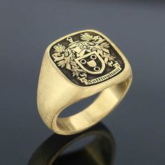 "Family Crest Signet Rings , Family Name Sign Engraved Ring , Personalized Jewelry , Custom Signet Ring Men. Beautiful piece of our Family collection. Family Rings that would you pass down as legacy from one generation to the next. This ring will be designed and tailor-made to your liking with your own custom logo. Customization: ⋆ Material : Silver ⋆ Color : Silver , Black rhodium, gold or rose gold . ⋆ Polished or matte. ⋆ Raised or Engraved. ⋆ Ring face can be 3 different dimension as your wi Engraved Rings Personalized, Family Crest Rings, Custom Signet Ring, Family Rings, Signet Ring Men, Silver Coat, Celtic Designs, Black Rhodium, Favorite Rings