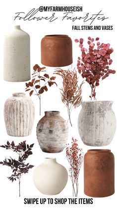 vases with flowers and plants in them are featured on the front page of myfamoussh