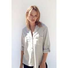 Nwt Front Patch Pockets Chic Shirt With Roll-up Sleeves For Everyday, Zara Linen Collared Shirt, Effortless Collared Top With Rolled Sleeves, Relaxed Fit Blouse With Roll-up Sleeves For Spring, Fall Shirt With Rolled Sleeves For Day Out, Spring Collared Top With Placket, Classic Neutral Tops For Day Out, Classic Everyday Spring Tops, Zara Cotton Shirt For Everyday