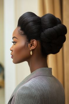 13 French Roll Hairstyles For Black Women - NeedleStar Classy Natural Hairstyles, Transition Hairstyles, Straightened Hairstyles, 40th Birthday Shoot, Fashion Show Hair, Formal Hair Styles, African American Women Hairstyles