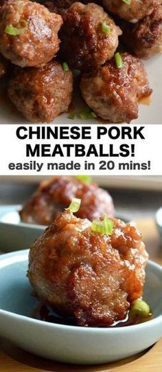 there are two pictures of meatballs on the same plate