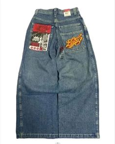 Shipping: WorldwideExpressShipping AvailableDelivery time: 7-15Days Fast ShippingReturns: Fast refund, 100% Money Back Guarantee. Retro Blue Jeans With Graphic Print, High Waisted Baggy Jeans, Mode Hippie, Hip Hop Jeans, Jnco Jeans, Denim Pants Mens, Denim Decor, Y2k Pants, Jean Vintage