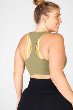 Boost High Impact Sports Bra Fabletics green female Activewear >> Womens >> Sports Bras >> Sports Bra >> High Impact plus Running/Training 4-Way Stretch/Moisture-Wicking/Removable Bra Cups Classic style with strappy back details Green Medium Support Sports Bra For Gym, Green Sports Bra With Medium Support For Gym, Green Stretch Racerback Activewear, Green Racerback Stretch Activewear, Casual Green Sports Bra With Light Support, Green Activewear For Light Exercise, Green Compression Sports Bra For Athleisure, Green Medium Support Activewear For Gym, Green Racerback Activewear For Light Exercise