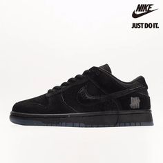 Undefeated x Nike Dunk Low 'Dunk vs AF1' 5 On It Black-DO9329-001 Concert Black Shoes, Undefeated Dunk Low, New Balance Shoes All Black, Nike Black Dunks, Black Low Top Shoes, Shoes Black Nike, Cute All Black Shoes, Nike All Black Shoes, Dunks Shoes Black