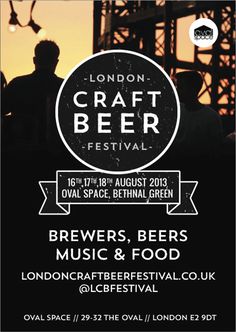 the poster for london craft beer festival with an image of two men standing in front of a