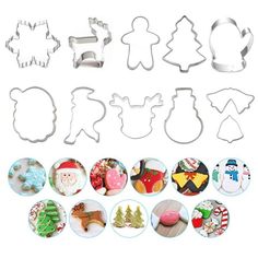 christmas cookie cutters are shown in various shapes