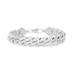 Reinforcements 8.5 inch Cuban Chain Bracelet in Rhodium Stainless Steel for Men Color: White. Gender: male. Age Group: adult. Cuban Chain Bracelet, Cuban Chain, Chains For Men, Men's Jewelry, Chain Bracelet, Bracelets For Men, Silver Bracelet, Jewelry Collection, Jewelry Watches