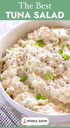 the best tuna salad in a white bowl