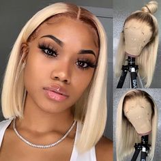 #4 Dark Brown Root/613 Honey Blonde Bob Wig Short Transparent Lace Front Human Hair Wig 16 / 180% 13x4x1 Lace On Sale, Mininal Shedding, 100% Remy Human Hair, Fast Shipping, 2 to 7 Days to be Delivered. Honey Blonde Bob Wig, Honey Blonde Bob, Honey Blond, Blonde Bob Wig, Coloring Images, Bob Lace Front Wigs, Wig Lace, Full Hair, Lace Front Human Hair