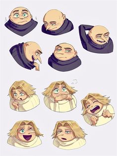 an image of various facial expressions in different poses