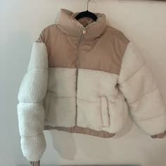 Brand New With Tags! Just Slightly Too Big For Me Unfortunately. Beige Sherpa Outerwear With Faux Fur Lining, Beige Fleece-lined Outerwear For Fall, Beige Outerwear With Fleece Lining For Fall, Beige Outerwear For Cold Weather, Beige Fleece-lined Outerwear For Spring, Beige Sherpa Outerwear For Fall, Beige Outerwear With Faux Fur Lining For Cold Weather, Cream Winter Outerwear With Faux Fur Lining, Cream Outerwear With Faux Fur Lining For Winter