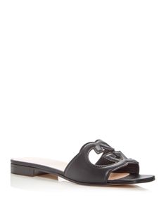 Gucci Women's Slip On Slide Sandals Gucci Leather Sole Sandals For Evening, Gucci Leather Flat Sandals, Gucci Leather Sandals Flat Heel, Elegant Gucci Flat Sandals, Chic Gucci Sandals For Summer, Chic Gucci Sandals For Spring, Elegant Gucci Sandals For Spring, Gucci Flat Sandals With Leather Sole, Gucci Open Heel Sandals With Buckle Closure