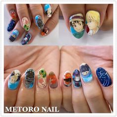 Miyazaki Nails, Anime Nails Art, Character Nail Art, Anime Paper, Nail Art Tutorials