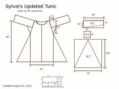 the sewing pattern for an adult's tunic