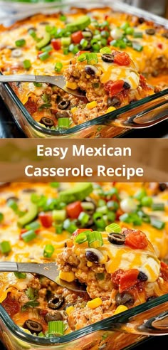 a casserole dish filled with mexican food