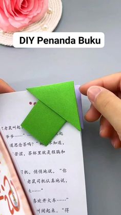 someone is holding an origami frog on top of a piece of paper with the words diy panda buku