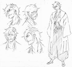 some sketches of the characters from naruta