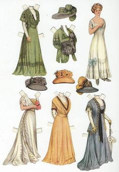 an image of women's dresses and hats