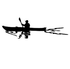 the silhouette of a man in a canoe