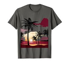 PRICES MAY VARY. Awesome design This design looks great on all products and colors Lightweight, Classic fit, Double-needle sleeve and bottom hem Red Sunset, Freedom Design, T Shirt Style, Casual Tee, Deep Red, Branded T Shirts, Palm Trees, Top Fashion Brands, Shop Top