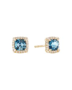 David Yurman Petite Chatelaine Pave Bezel Stud Earrings in 18K Yellow Gold with Hampton Blue Topaz and Diamonds Blue Topaz Earrings Studs, Topaz Jewelry November, David Yurman Earrings, Bracelet Diamond, Topaz Jewelry, Jewelry Post, David Yurman Jewelry, Blue Topaz Earrings, Diamond Earring