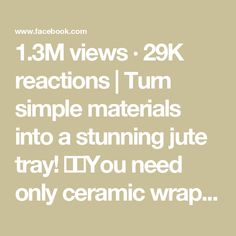 1.3M views · 29K reactions | Turn simple materials into a stunning jute tray! 🌾✨You need only ceramic wrap, Mod Podge, a brush, jute rope, and a bowl or pot for shaping. Comment TRAY to get the links and steps 🥰1️⃣ Cover the pot with a ceramic wrap to prevent sticking2️⃣ Generously apply Mod Podge and start wrapping the rope3️⃣ Once you have your desired shape, add another coat of Mod Podge and let it dry4️⃣ Decorate and enjoy your handmade masterpiece!Perfect for a cozy craft day with family or friends. 🖤👉 Save this reel to try it out later and share it with someone who’d love this DIY! #DIYDecor #JuteCrafts #creativeprojects #diy | Extreme Furniture Makeover Burlap Projects, Jute Crafts, Craft Day, Jute Rope, Dollar Tree Crafts, Mod Podge, Tree Crafts, Furniture Makeover, A Bowl