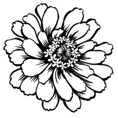 a black and white flower is shown in the shape of a sticker on a white background