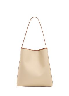 "Find AESTHER EKME Sac Hobo Bag on Editorialist. Aesther Ekme \"Sac\" hobo bag in cotton and faux leather (polyurethane) Shoulder strap Open top with magnetic closure Approx. 14.6\"H x 14.2\"W x 4.3\"D Made in Spain" Shopping Bucket Bag With Leather Trim, Top Handle Hobo Bag With Leather Trim, Modern Hobo Bag With Leather Trim For Shopping, Chic Leather Bucket Bag With Canvas Lining, Modern Shopping Hobo Bag With Leather Trim, Daily Use Bucket Hobo Bag With Leather Trim, Beige Bucket Shoulder Bag With Canvas Lining, Leather Trim Shoulder Bucket Bag For Shopping, Chic Beige Hobo Bag With Leather Trim