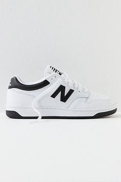 Retro-inspired and ultra-cool, these heritage sneakers from New Balance feature a low-profile design taking cues from classic basketball styles with a super cushioned interior and leather paneled uppers. **Features:** Low-top style, paneled leather fabrication, perforated toe box, padded tongue and collar, Ortholite cushioning, " N" logo graphic, two-tone rubber outsole, lace-up closure **Why We | 480 Court Sneakers by New Balance at Free People in Black, Size: US 6.5 M Nb 480, New Balance 480, N Logo, Profile Design, Logo Graphic, All White, Navy White, Retro Inspired, Boho Outfits