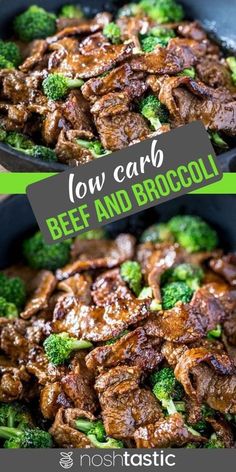 keto low carb beef and broccoli in a skillet