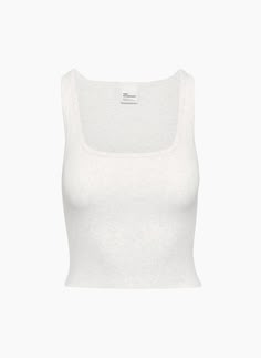 HOMESTRETCH™ SQUARENECK WAIST TANK | Aritzia Mini Tank Top, White Fitted Tank Top, Aritzia Tank Top, Cute Basic Tops, Aritzia Clothes, Aritzia Basics, Preppy Gift Ideas, Coconut Clothes, Aritzia Shirt