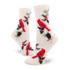 Cardinal Socks by ModSocks are the perfect gift for that socks lover in your life. These cardinal themed womens crew socks come in color and fit U.S. shoe size: women's 6-10, men's 4-8. Made of 65% cotton, 24% nylon, 8% polyester, 3% spandex for comfort and durability. A pair of these cool Cardinal novelty Socks will certainly give any wardrobe an instant upgrade. Machine Wash Cold with Like Colors. Tumble Dry Low Inside Out Animal Socks, Tall Socks, Bellingham Washington, Sock Lovers, Over The Calf Socks, Holiday Socks, Southern Lady, Funky Socks, Women Crew Socks